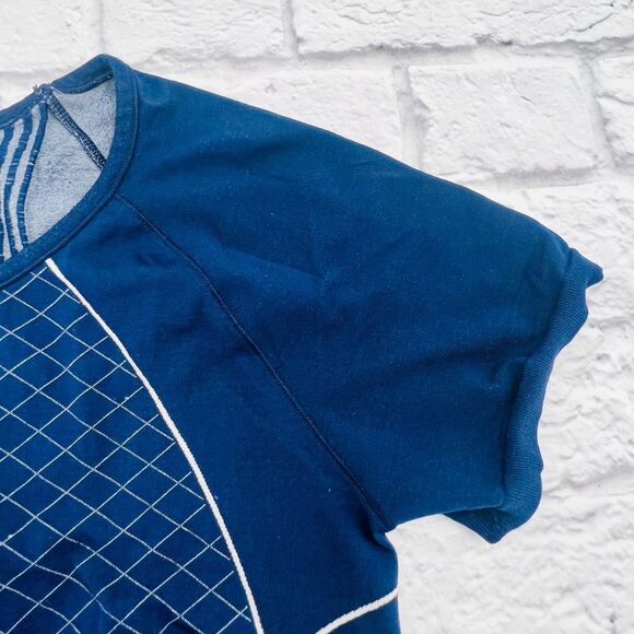 Athleta Finish Fast Line Tee Women's Medium Dark Blue/White Short Sleeve‎ Shirt - Picture 5 of 9